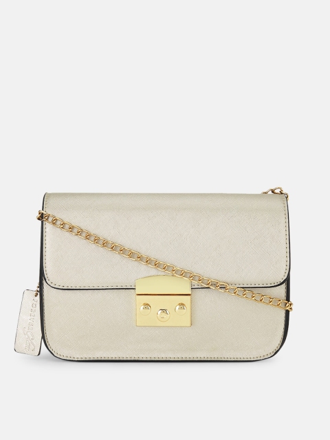 

Forever Glam by Pantaloons Women Gold-Toned Structured Sling Bag