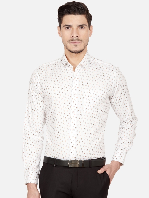 

Oxemberg Men White Slim Fit Floral Printed Casual Shirt