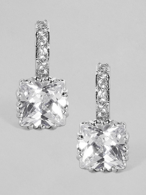 

TOKYO TALKIES X Rubans Silver-Plated Handcrafted Embellished Contemporary Hoop Earrings