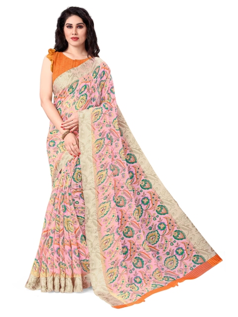 

KALINI Women Pink Floral Printed Saree