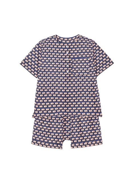 

THE BABY ATELIER Unisex Kids Blue & Pink Printed Night suit