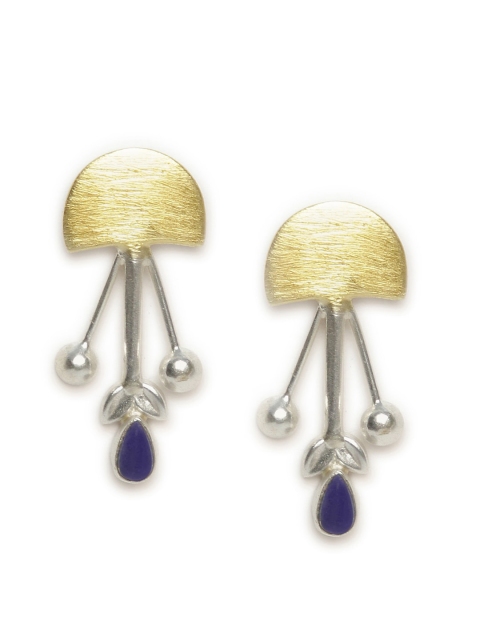 

Fabindia Silver-Toned & Gold-Toned Contemporary Drop Earrings