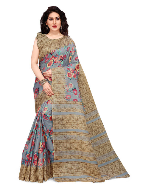 

KALINI Women Grey & Beige Printed Cotton Saree