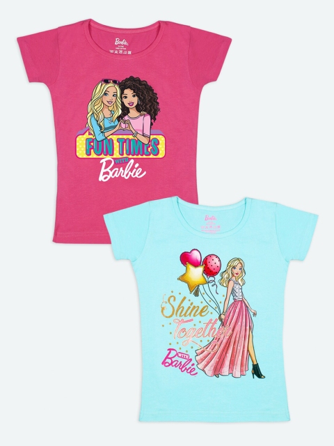 

Barbie Girls Pink Turquoise Blue 2 Barbie Printed Cotton Pure Cotton T-shirt