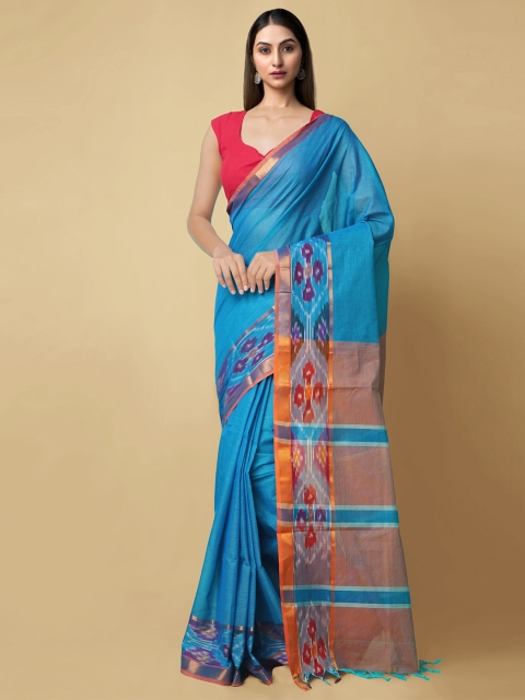 

Unnati Silks Blue & Purple Zari Handloom Chettinad Saree