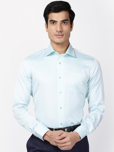 

Blackberrys Men Green Slim Fit Grid Tattersall Checks Checked Cotton Formal Shirt