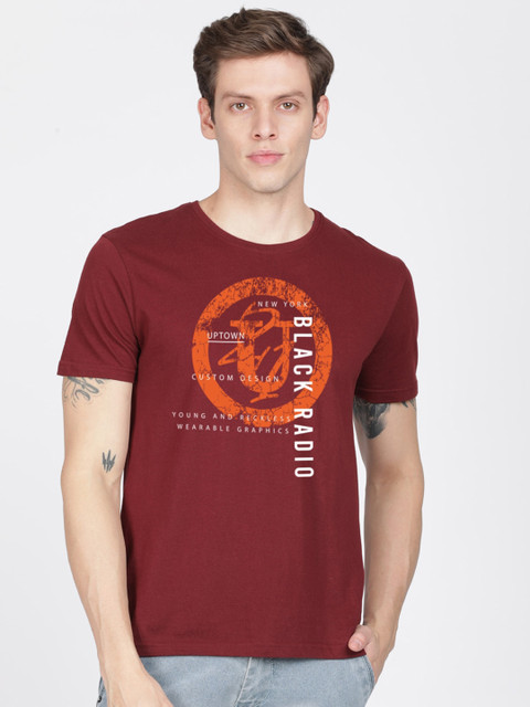 

MASH UNLIMITED Men Maroon Printed Slim Fit T-shirt