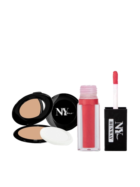 

NY Bae Set of 2 Makeup Kit Compact Powder & Liquid Lipstick, Multi