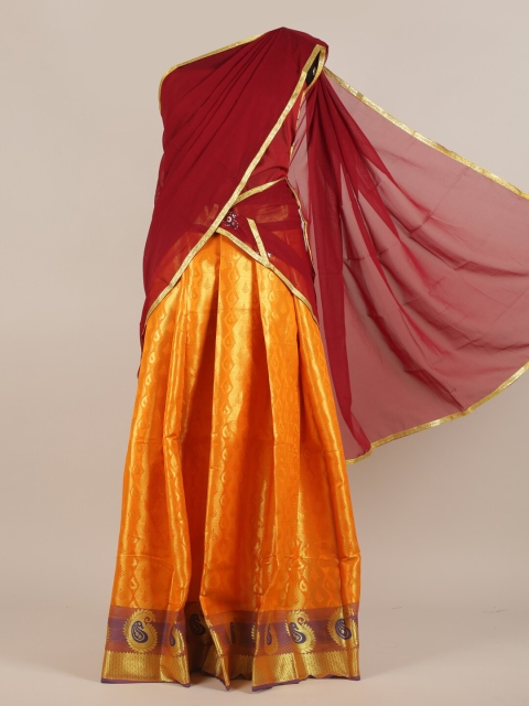 

Pothys Women Traditional Maroon & Orange Half Saree
