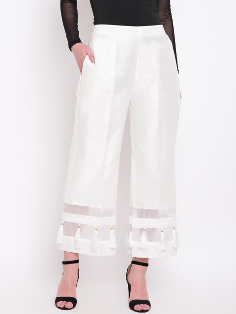 

RIVI Women Off White Hem Design Palazzos