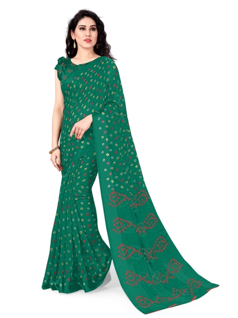 

KALINI Women Green Bandhani Print Cotton Saree