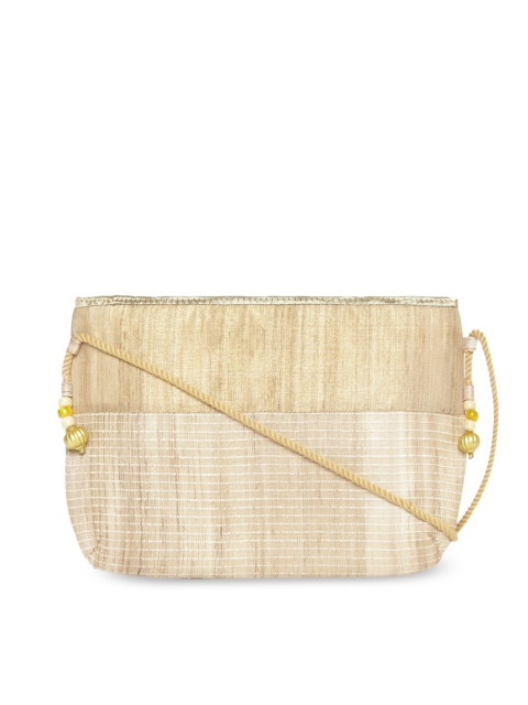 

Fabindia Gold-Toned Textured Structured Sling Bag