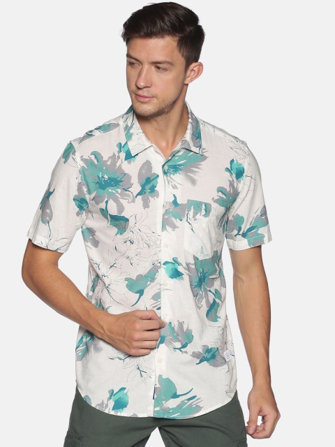 

Bene Kleed Men Cream-Coloured Slim Fit Printed Casual Shirt