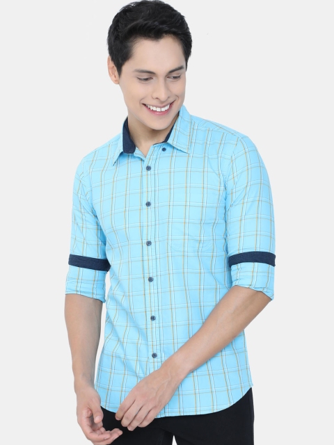

HERE&NOW Men Blue Slim Fit Windowpane Checks Checked Casual Shirt