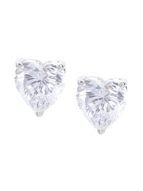 

OOMPH Silver-Toned Heart Shaped Studs Earrings