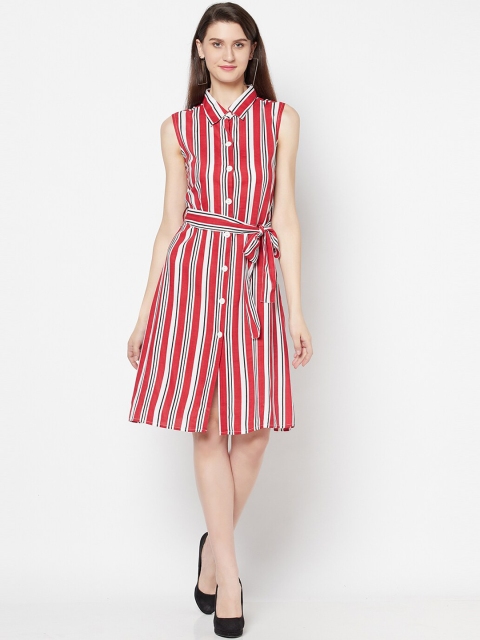 

Purple State Red & White Striped Shirt Dress