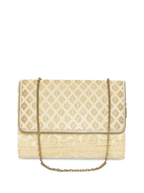 

Fabindia Gold-Toned Embellished Swagger Tote Bag