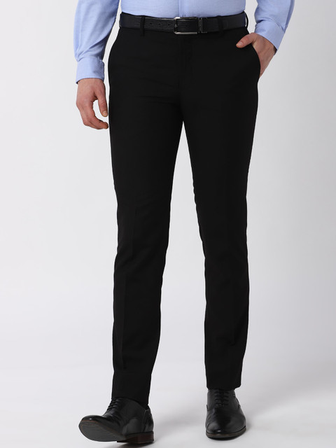 

Peter England Men Black Slim Fit Formal Trousers