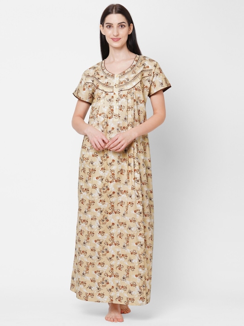 

Sweet Dreams Beige Printed Maxi Nightdress