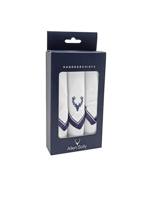 

Allen Solly Pack Of 3 White & Navy Blue Cotton Handkerchief