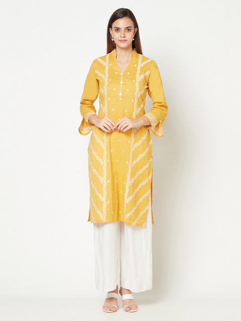

Safaa Women Mustard Yellow Ethnic Motifs Kurta
