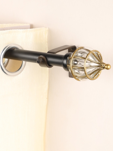 

The Decor Mart Black Extendable Curtain Rod With Glass Finial