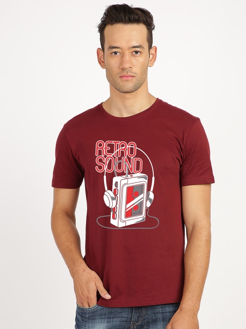 

MASH UNLIMITED Men Maroon Printed Slim Fit Cotton T-shirt
