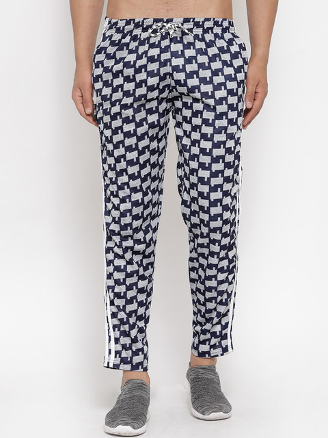 

KLOTTHE Men Blue & Grey Self-Design Slim-Fit Track Pants