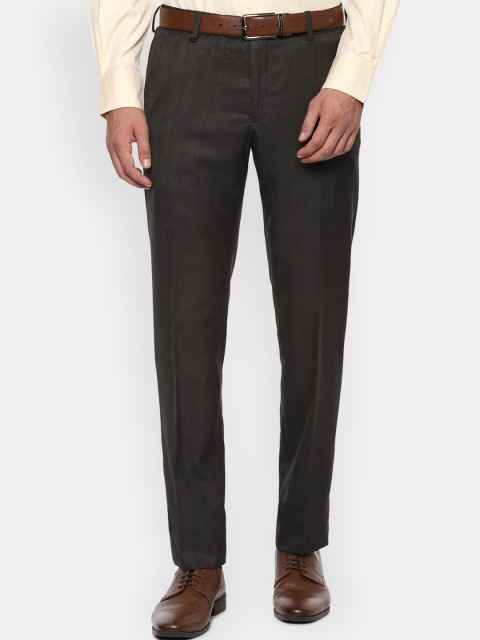

Van Heusen Men Grey Slim Fit Textured Formal Trousers
