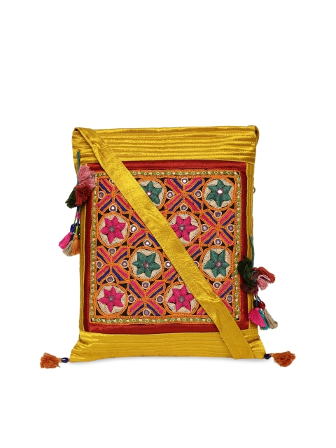 

Fabindia Mustard Yellow Structured Sling Bag