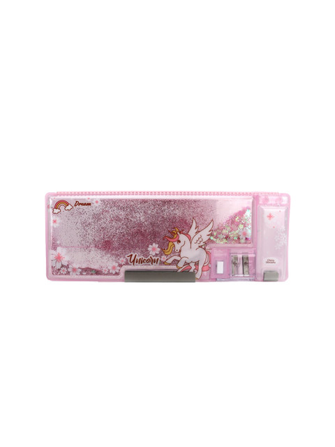 

QIPS Girls Pink & White Printed Magnetic Pencil Box