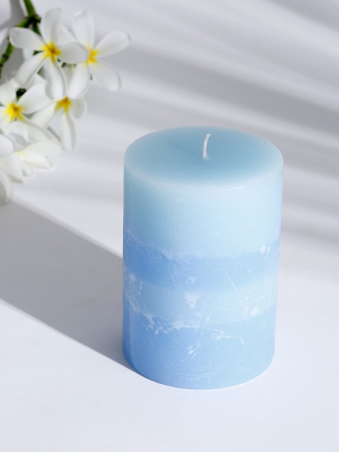 

Fabindia Blue Solid Naval Pillar White Musk Fragrance Candle