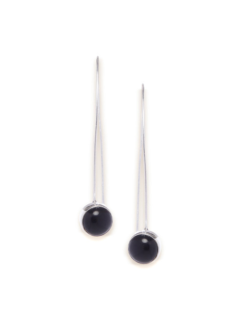 

Fabindia Silver-Toned & Black Contemporary Drop Earrings