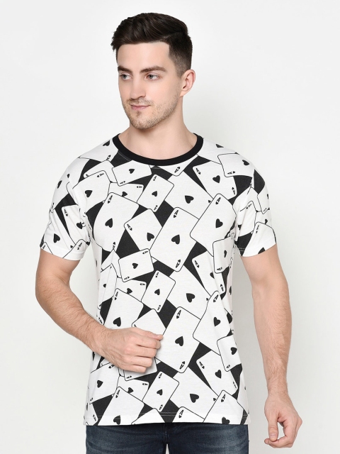

ELEGANCE Men White & Black Printed T-shirt