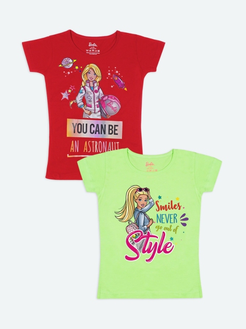 Barbie Girls Pack of 2 Barbie Printed T-shirt, Multi