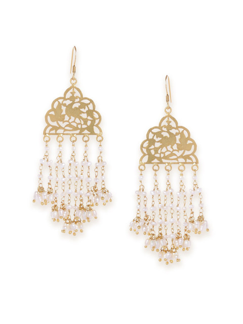 

Fabindia Gold-Plated & White Contemporary Drop Earrings