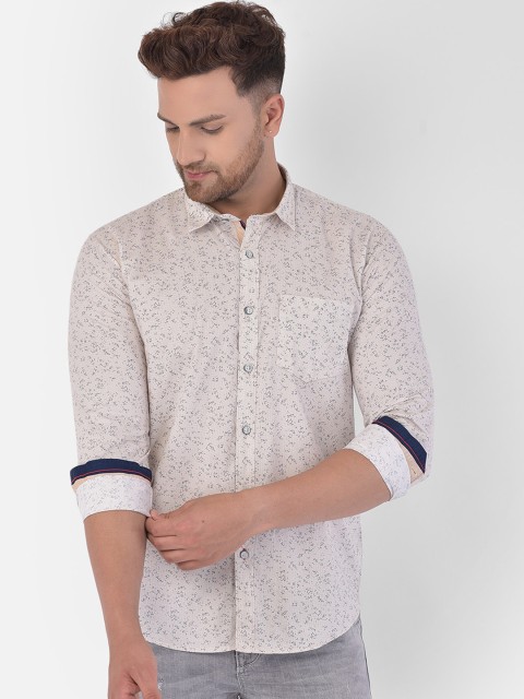 

COBB Men Beige Slim Fit Floral Printed Cotton Casual Shirt