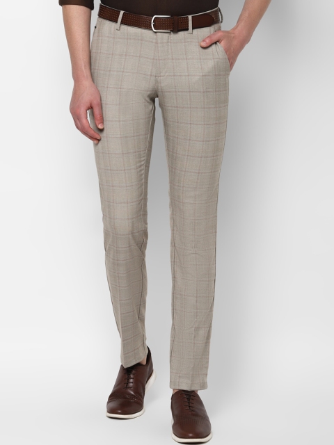 

Allen Solly Men Beige Checked Slim Fit Formal Trousers
