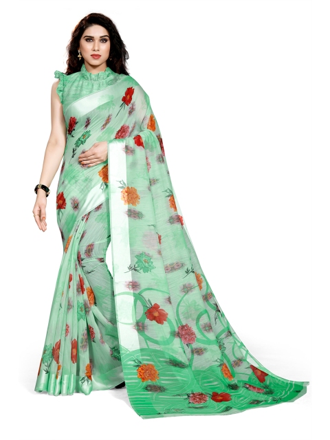 

KALINI Women Green Printed Cotton Saree