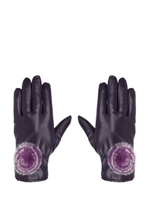 

FabSeasons Women Purple Self-Design Gloves