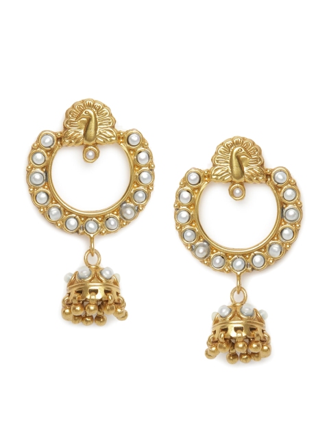 

Fabindia Gold-Toned & White Circular Jhumkas Earrings