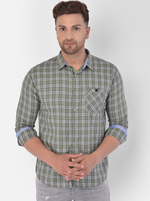 

COBB Men Green Slim Fit Checked Casual Shirt