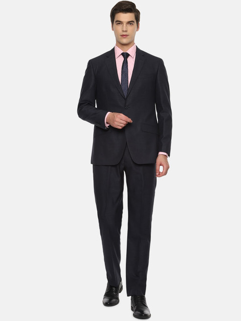 

Luxure by Louis Philippe Men Black Slim-Fit Single-Breasted Woollen Two-Piece Formal Suit