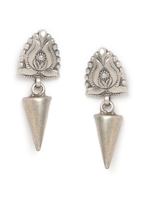 

Fabindia Silver-Toned Contemporary Drop Earrings