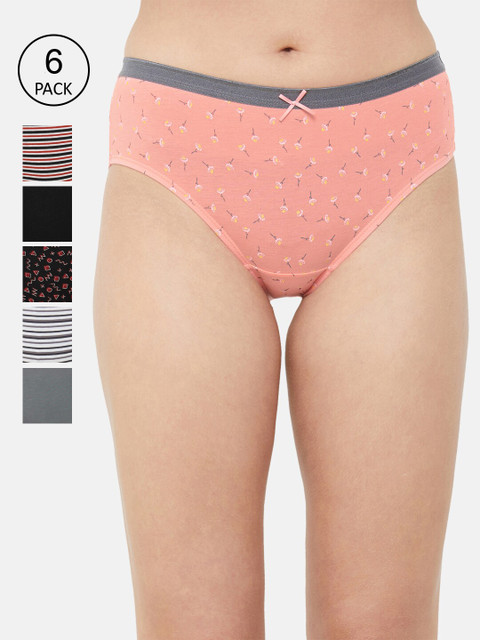 

Soie Women Pack Of 6 Hipster Briefs 6FCB-21PACK 3, Black