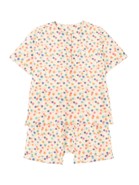 

THE BABY ATELIER Unisex Kids Peach-Coloured & Blue Organic Cotton Printed Night suit