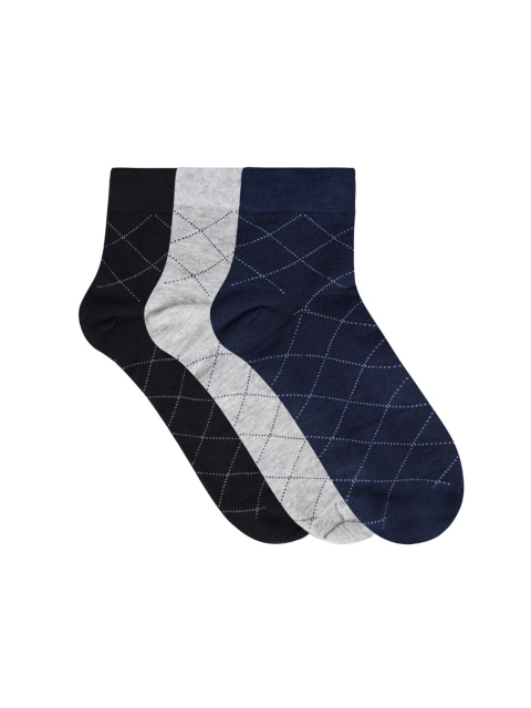 

N2S NEXT2SKIN Men Pack Of 3 Assorted Seamless Cotton Above Ankle-Length Socks