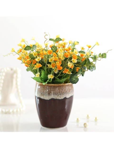 

Ferns N Petals Yellow & Brown Artificial Gypsophila Plant With Ceramic Pot