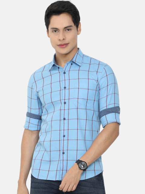 

HERE&NOW Men Blue Slim Fit Windowpane Checked Casual Shirt