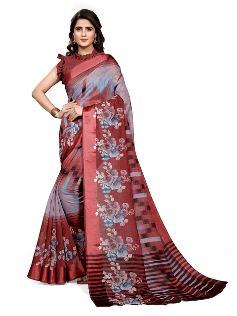 

KALINI Women Maroon Printed Cotton Saree